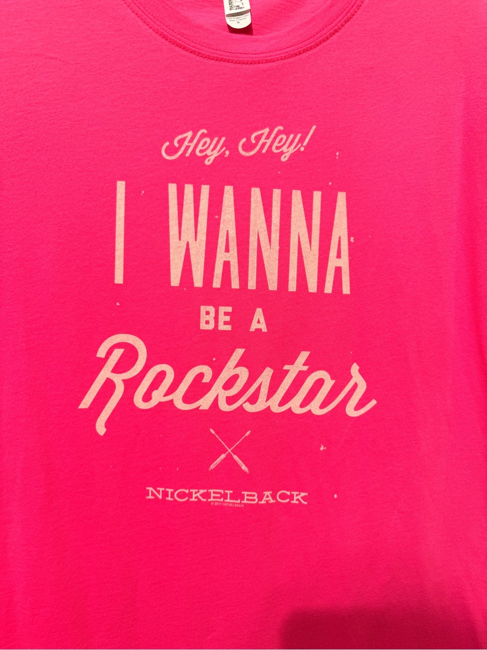 Nickelback "I Wanna Be a Rockstar" Pink Graphic Tee